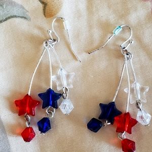 Red White and Blue Dangle Earrings